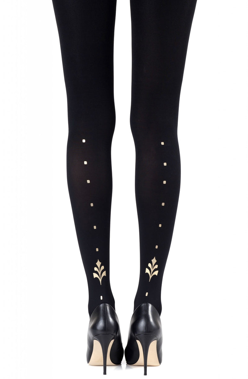 Zohara "Dot Calm" Gold Print Tights